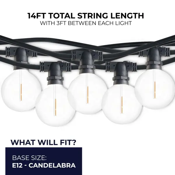 14' LED String Light Kit with Clear G16 Bulbs - Image 6