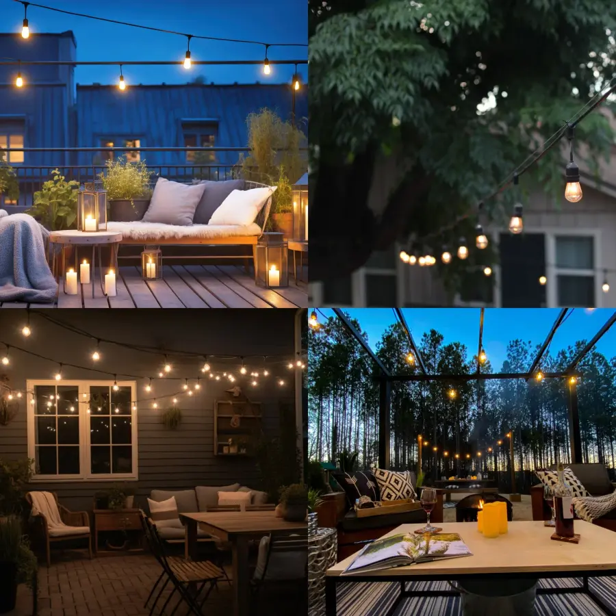 30-Foot Black String Lights with 12 S14 Clear Bulbs - Image 3