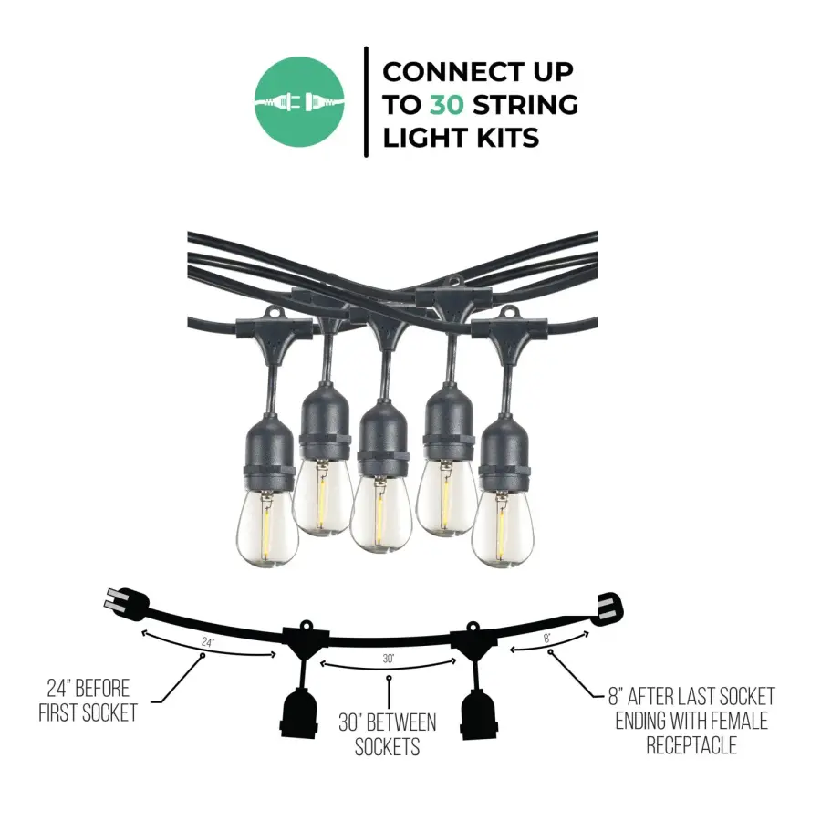30-Foot LED String Lights with Clear S14 Bulbs - Image 5