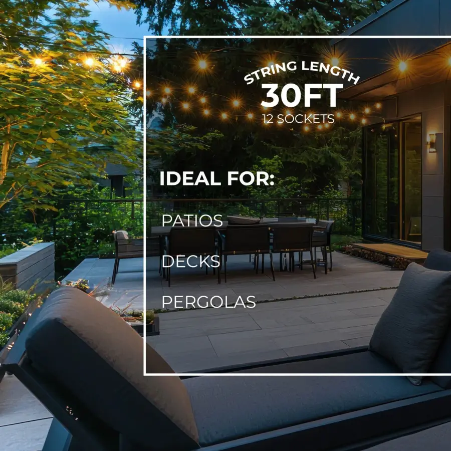 30-Foot LED String Lights with Clear S14 Bulbs - Image 6