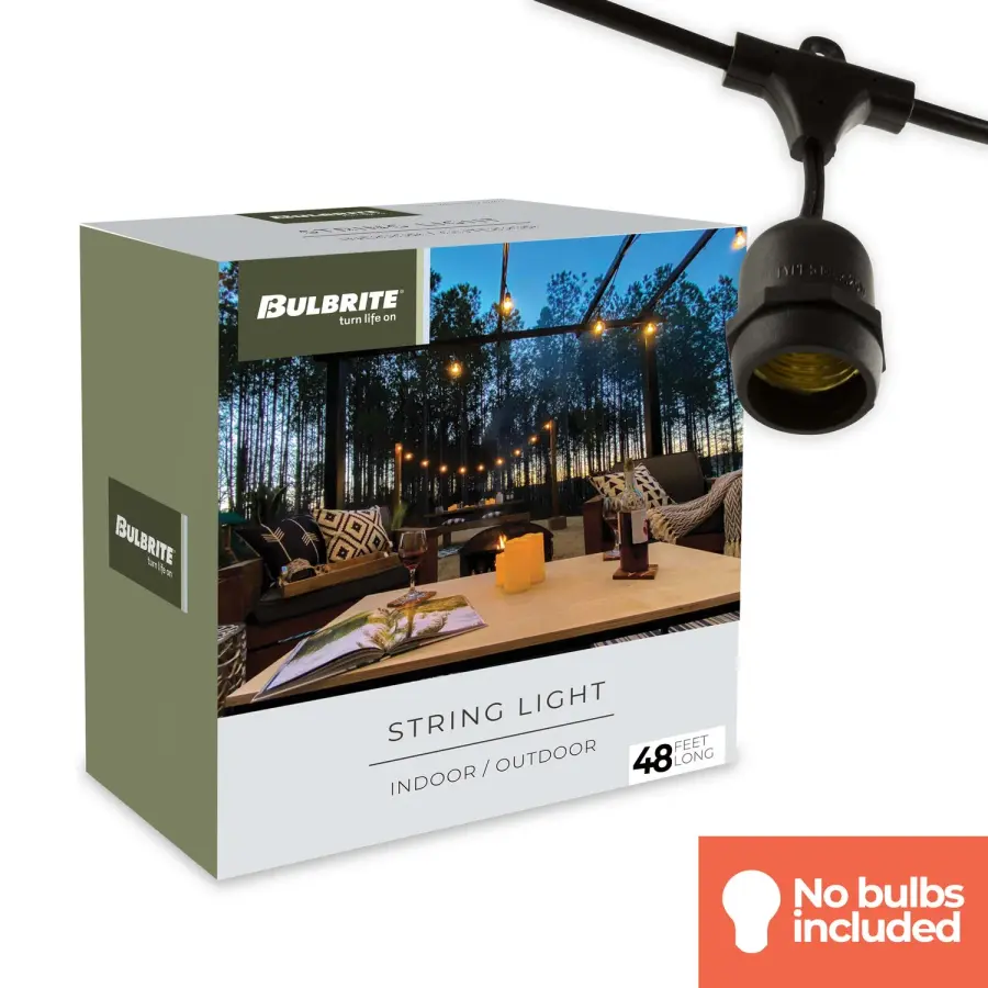 48-Foot Black String Light with 15 Sockets - Image 3