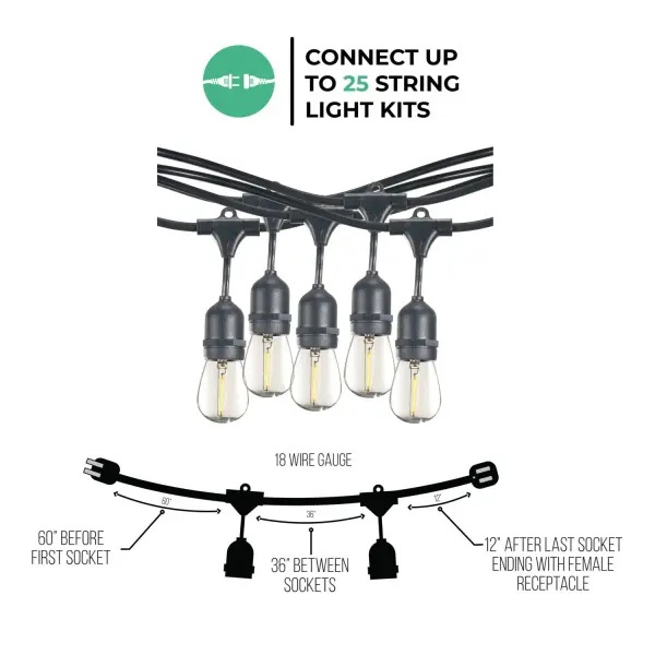 48' LED String Light Kit with Clear S14 Bulbs - Image 5