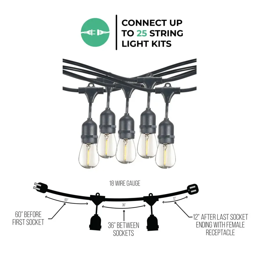 48' LED String Light Kit with Clear S14 Bulbs - Image 5