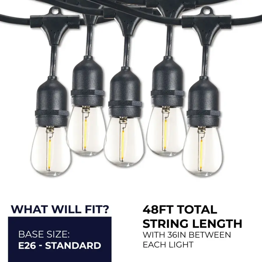 48' LED String Light Kit with Clear S14 Bulbs - Image 6