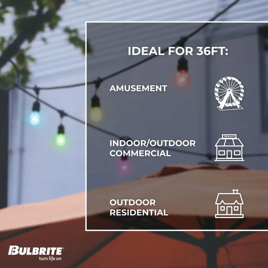 Bulbrite Solana Smart String Lights - 36ft with 18 LED Bulbs - Image 4