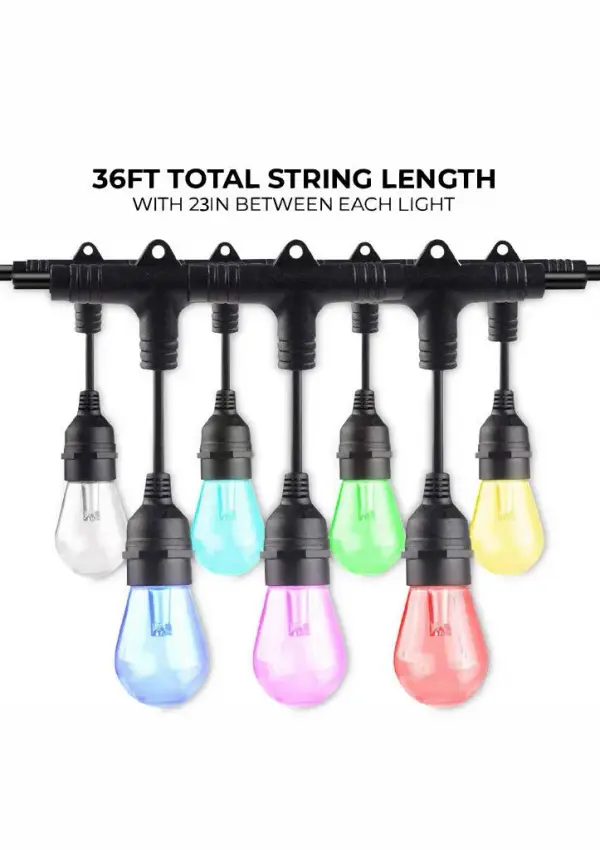Bulbrite Solana Smart String Lights - 36ft with 18 LED Bulbs - Image 5