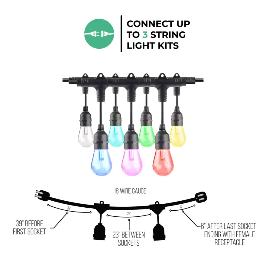 Bulbrite Solana Smart String Lights - 36ft with 18 LED Bulbs - Image 6