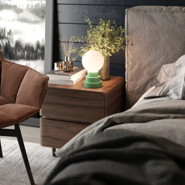 GLOBE combines artistic design with portable convenience, featuring a pristine white glass orb and colorful stepped base. With 8+ hours of cordless operation, three brightness levels, and exceptional color rendering, it's perfect for flexible lighting anywhere. - alternate view