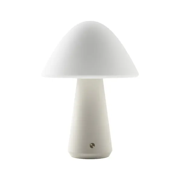 The Mushroom lamp brilliantly reimagines 1960s playful design with contemporary cordless technology. Its two-layer opal glass shade creates a mesmerizing glow, while the cast concrete base adds artistic stability. Perfect for flexible placement anywhere.