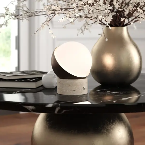 ORB Cordless Table Lamp with Travertine Base - Image 3