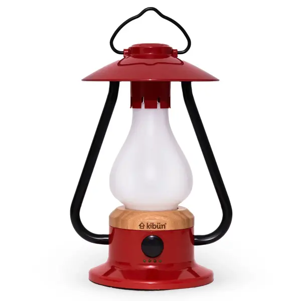 The Kibün Bonfire combines heritage camping lantern design with modern LED technology. Features 200 lumens of warm amber light, three lighting modes including flicker flame effect, full dimming control, and USB charging port.