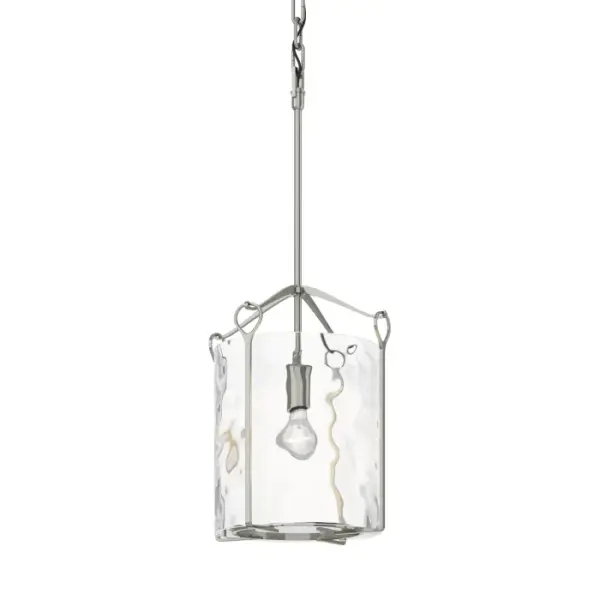 A new addition to the Bow Collection, this Bow Tall Mini Pendant features a choice of waterglass, clear, or opal glass shade. The cylindrical glass shade is suspended by 4 elegant steel hook-and-loop details. Simple and versatile, the Bow fits a variety of styles and settings.