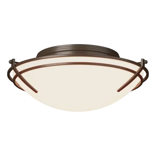 Concentric steel bands circle the glass bowl. Handcrafted steel tines hold the bowl. This modern fixture is crafted using a mix of tradition and technique by artisans at our forge here in Vermont. - alternate view