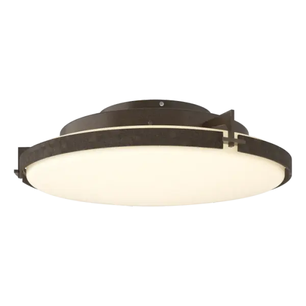 Thin metal arms secure the band circling the glass oval. The simple, minimalistic design of our LED ceiling light means it plays well with the designs of a wide range of spaces.