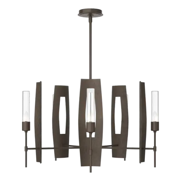 This stunning Passage 5-Light Circular Pendant brings to life Designer Jason Hancock’s original inspiration of “how light can cast through the frame of an open window into a living space.” Crafted by skilled Vermont artisans, each piece is expertly hand-forged with vertical cut-outs that create a stunning play of shadows and light. Choose between clear or frosted glass to customize the aesthetic.