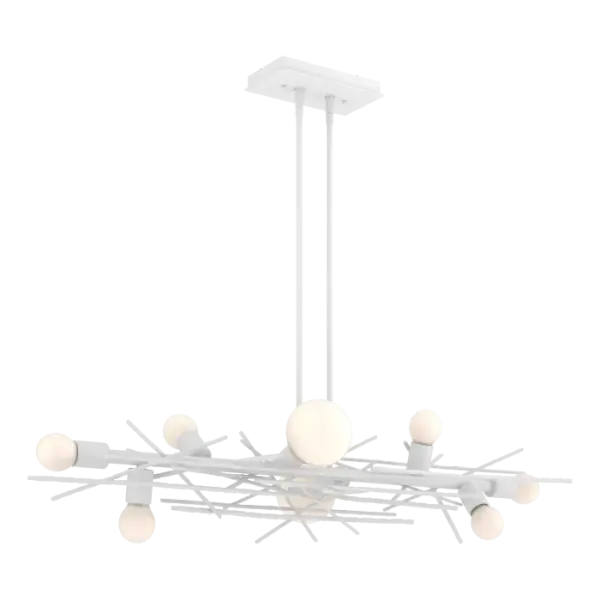 Metal branches and “twigs” serve as key elements of the Brindille 8-Light Linear Pendant. The bark-like texture is the result of our artisan’s use of a hammer known as “Big Blue” in our Vermont forge. David Kitts, who designed this fixture, intended to “take our classic hammered Brindille elements and bring them into a more contemporary setting form, scale and light source” with this stunning pendant.