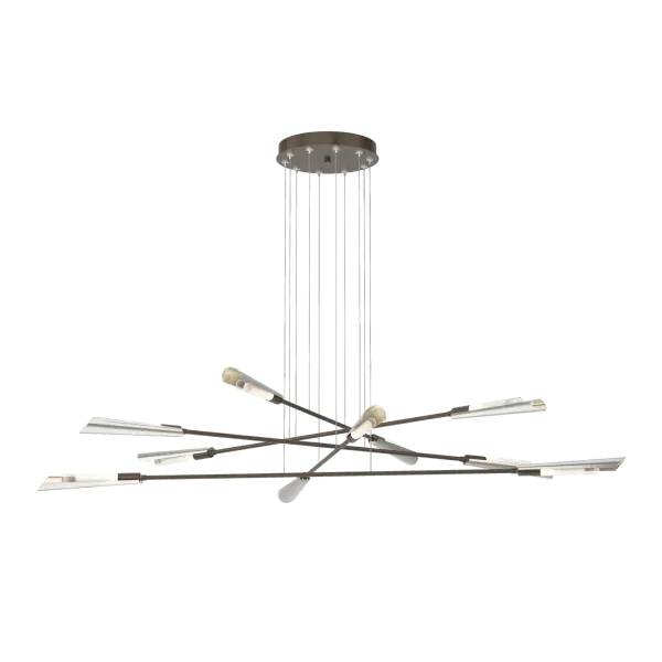 Soaring and circling like a kettle of hawks, this Flight 10-Light Large Pendant offers great height adjustability with a broad, extended reach. With ombre borosilicate glass tube diffusers encasing the bulbs, the Flight's curved metal reflectors direct and shield each light.