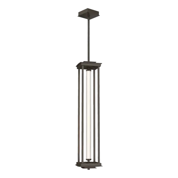 Athena 1-Light Large LED Lantern is a contemporary lantern-style pendant light featuring a long, clear, scalloped glass tube over inner opal glass cylinder. This LED module is suspended between conductive perches within a tall, vertical open metal structure. LED generally provides tens of thousands of hours of light, but it’s good to know that should the need arise, this module can easily replaced. Multiples can be hung in dramatic effect in stairwells or foyers. With their Multi-Stem system, heights can be staggered and customized to suit the space.