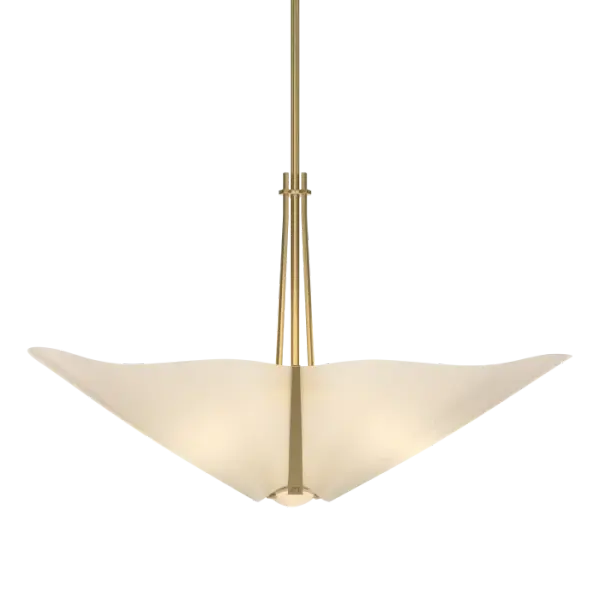 Kirigami is the Japanese art of folding and cutting paper. The shape of this pendant's shade and the way the hand-forged steel supports the shade, deliver a modern look that borrows inspiration from an ancient art form. Handcrafted by Vermont artisans.