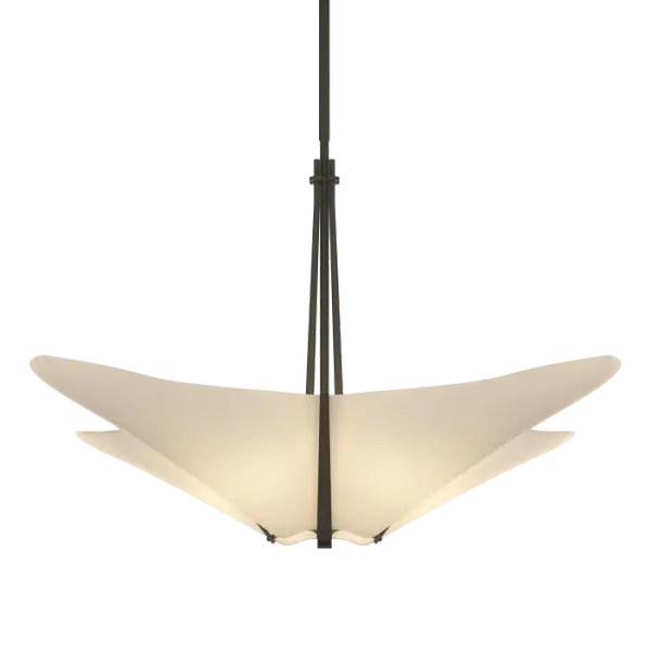 Kirigami is the Japanese art of folding and cutting paper. The shape of this pendant's shade and the way the hand-forged steel supports the shade, deliver a modern look that borrows inspiration from an ancient art form. Handcrafted by Vermont artisans.