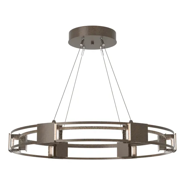 The popular Aura with a contemporary glass brightens any space. With lighting as functional as it is beautiful, the Aura's light is dispersed via its curved, double glass panels offered in either frosted or clear seeded glass. Six handcrafted steel elements serve to shade and adorn this stunning ceiling fixture.