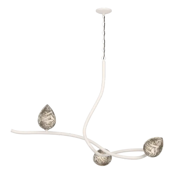 Designed by HF’s Ori Goldberg to be very organic, like a beautiful, contemporary branch, both sculptural and minimalistic, in collaboration with Asheville, NC’s master glassmakers at Lexington Glassworks whose stunning Floret glass adds a sophisticated yet whimsical feel to the pendant. - alternate view