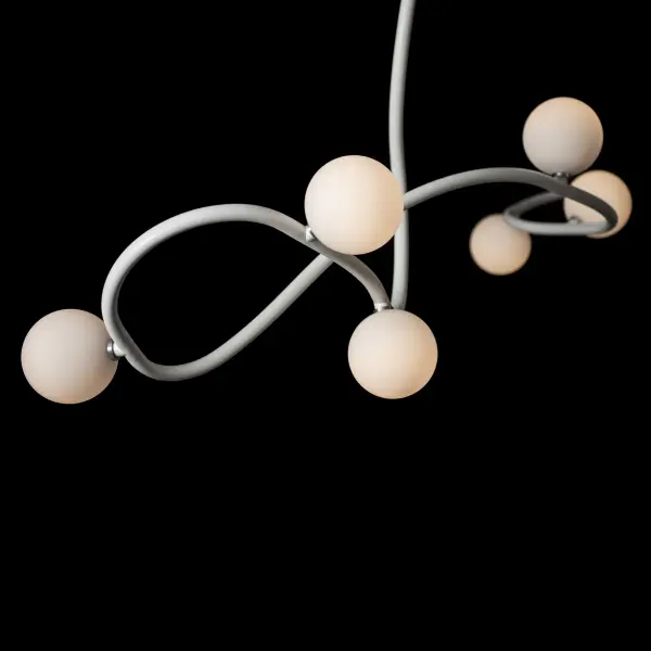 Illuminate your home with this Slide 6-Light Pendant. With a stunning 69.2” span, it's sure to be the highlight of any room. Perfect for creating a beautiful focal point over a large dining table, kitchen island, bar or reception area, this XL light is sure to become the topic of conversation. Handcrafted and shaped by our Vermont artisans, the swooping curved steel chain-hung fixture features 6 opal glass globes.