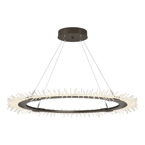 A circular LED light guide is suspended from four cables and feeds light to the Anemone’s bristles. The bristles spread light to your room as dim or bright as you’d like. - alternate view
