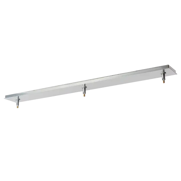 Sold separately, the 3-Light Linear Canopy can accommodate all single (stem) pendants where indicated as an available option. Purchase this canopy + purchase 3 single (stem) pendants. Will not accommodate cable- or chain-hung pendants. Some larger pendants must be staggered where indicated on individual product pages. Smaller pendants may be hung in either a staggered or level configuration. Designated single pendant stems thread directly onto the three screw collars. Canopies are available in any of our interior finishes to coordinate with your choice of pendant finish.