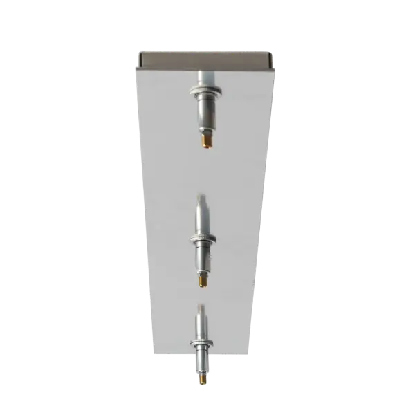 Sold separately, the 3-Light Linear Canopy can accommodate all single (stem) pendants where indicated as an available option. Purchase this canopy + purchase 3 single (stem) pendants. Will not accommodate cable- or chain-hung pendants. Some larger pendants must be staggered where indicated on individual product pages. Smaller pendants may be hung in either a staggered or level configuration. Designated single pendant stems thread directly onto the three screw collars. Canopies are available in any of our interior finishes to coordinate with your choice of pendant finish. - alternate view