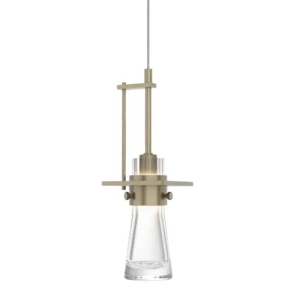 Inspired by the flat-bottomed Erlenmeyer flask, this large low voltage pendant is the right choice over an island or to illuminate the most stylish lab ever. With the handcrafted collar encircling the clear, thick blown-glass flask, this design bubbles with design chemistry. - alternate view