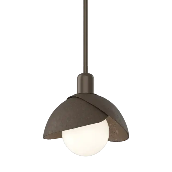 This double-shaded Brooklyn Mini Pendant offers forged steel shades with a two-tone option of contrasting colors to be selected from among our 11 standard interior finishes.