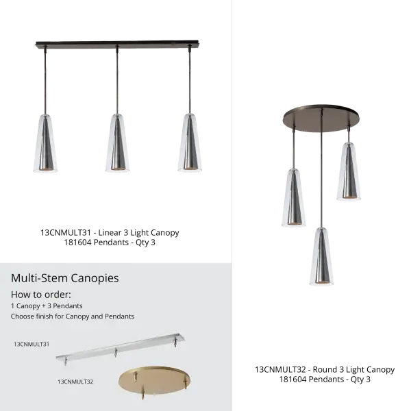 A clear accent finish (-44) allows the handiwork of the Vermont artisans to shine through. A distinctive texture of the fires of the forge give visual interest to the Spire's tall inner metal cone. A crystal clear outer glass in this conical shape lends a sophisticated look to this simple form. Mini in diameter yet tall in stature, the Spire Mini Pendant is perfect to hang singly or in multiples.