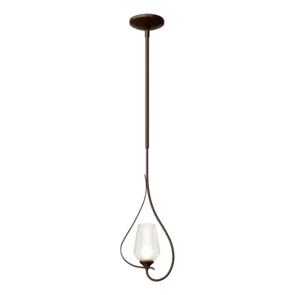 If you don't look too closely at this pendant, you might not realize it's electric. Our Vermont artisans can't actually perform magic, but they sure get close. The gentle steel curves of the stem and ribbon are handcrafted at our forge.