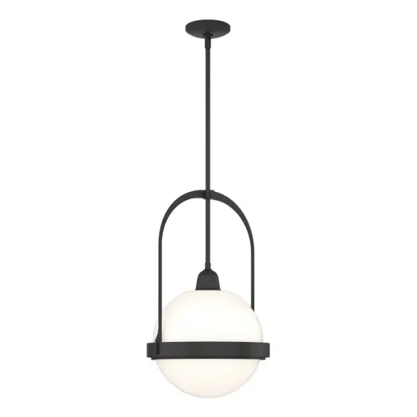Schoolhouse sensibilities meld with neoclassical spirit, in the clean and tailored style of the Atlas Pendant. Held in place by arcing metal curves and a wide central band, the large sphere is available in clear, opal, or opaline glass options.