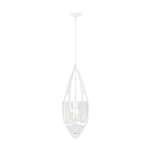 Designed by Jason Hancock, the Vaso's conically-shaped glass has a very substantial and shaped base that is nestled within a beautiful handcrafted, forged steel "strap". May be hung singly or in multiples.