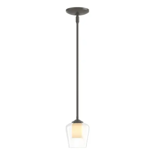 Our Simple Mini Pendant delivers exactly as described. A straight metal rod joins to curved glass with a second glass within. Perfect for complementing a design without stealing the show. Made by Vermont artisans. - alternate view