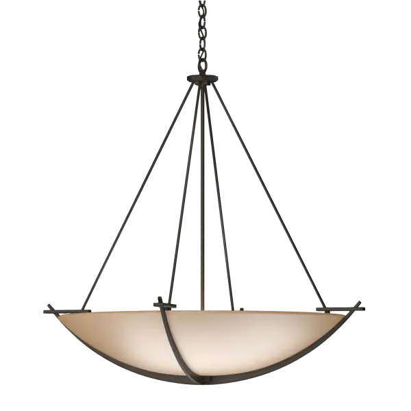 Our Compass designer was building a boat and contemplating navigation when inspiration struck. Based on the simple needle compass - a cork floating in water with a magnetized needle sticking through it - our ceiling light takes significantly more skill and time to create.