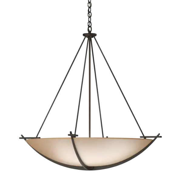 Our Compass designer was building a boat and contemplating navigation when inspiration struck. Based on the simple needle compass - a cork floating in water with a magnetized needle sticking through it - our ceiling light takes significantly more skill and time to create. - alternate view