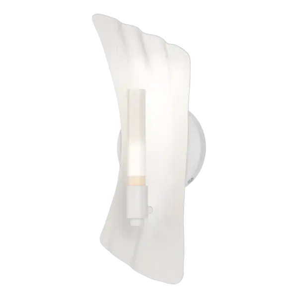 Designed by Jason Hancock who took inspiration from its namesake “crest” of ocean waves, the Crest 1-Light Sconce features a beautifully textured and curved backplate, whose handcrafted, hammered steel pattern is put on display when lit.
