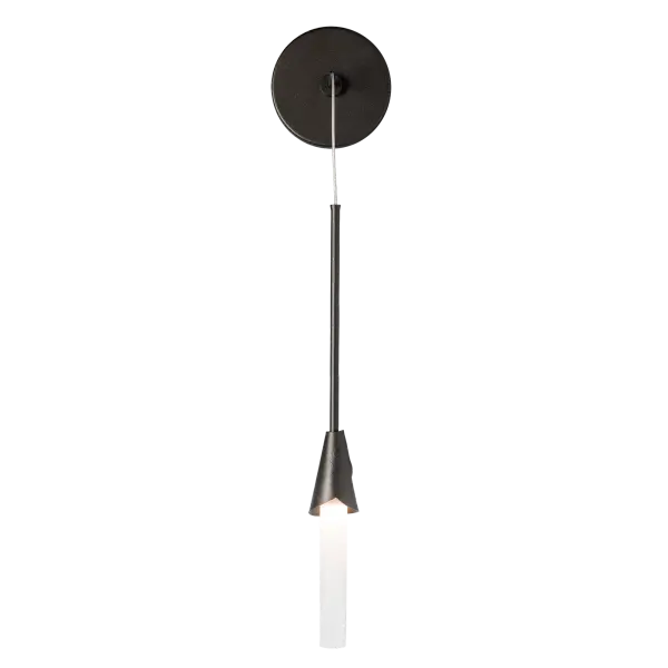 Delicate and botanical, the Lilium 1-Light is a drop-sconce that provides the flexibility for personalized height adjustments. A handmade, forged and textured bobèche cup holds a beautiful cylindrical ombre glass shad, for a sophisticated, yet simple, style. - alternate view