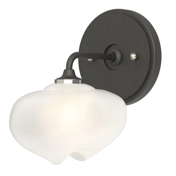 A botanical aesthetic, the Ume's unique Japanese plum blossom shaped frosted glass gives a feminine feel to a bath environment. The Ume 1-Light Curved Arm Bath Sconce lends an elegance to any space.