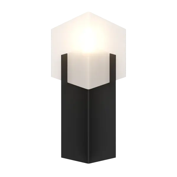 Beauty in a small package. The Prisma 1-Light Bath Sconce features a slumped white art glass combined with a vertical, very geometric metal element. The 90º angles of glass and metal are inverted layer-over-layer, with vertical metal pieces that secure the glass. Clean lines and simplicity make this a winner with any style.