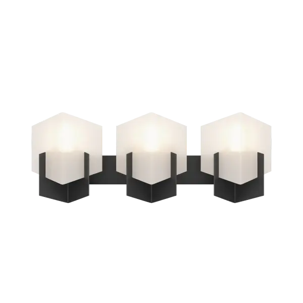 With a very geometric, contemporary look, the Prisma 3-Light Bath Sconce combines beautiful slumped white art glass with angular metal pieces for a great visual effect. Both the glass and the metal feature right angles, and are positioned at opposing faces creating a stunning and elegant look.