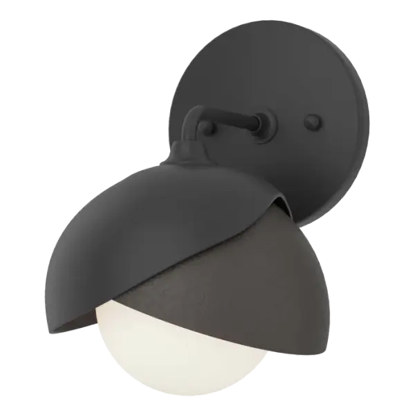 The Brooklyn 1-Light Double-Shade Sconce is available in a two-tone finish with contrasting colors for the shades, if so desired. Shades are handcrafted by Vermont artisans and can be adjusted for position.