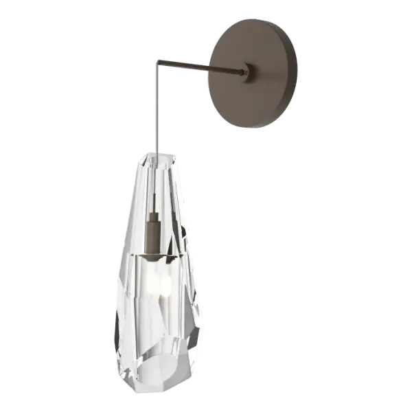 A member of the Luma Collection, this low voltage wall sconce features a substantial, faceted crystal shade bringing a sophisticated elegance to any space. With great flexibility in overall height adjustment up to 83.5", the Luma Sconce is ideally suited for unique bath vanity and bedside applications. - alternate view