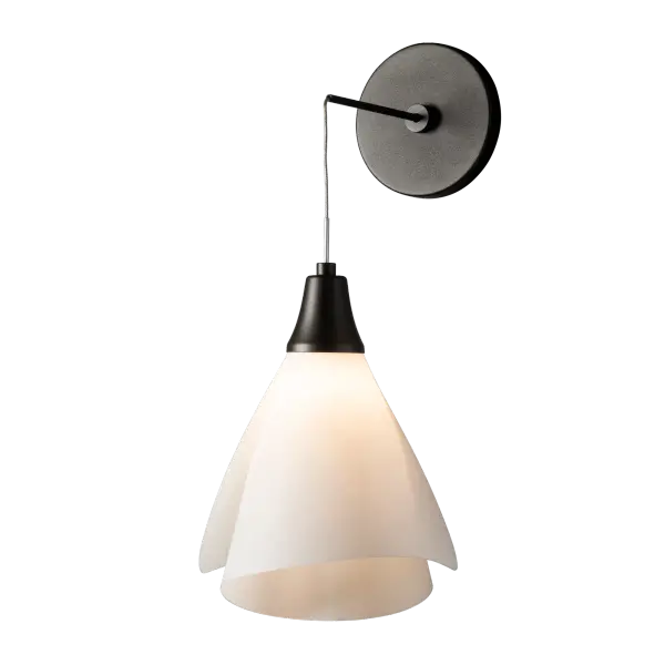 A lovely addition to the Mobius Collection with its delicate "petals", the Mobius Sconce gives a feminine touch to any space. You can set your own desired drop height of this low voltage sconce for unique applications, including bath vanity or above a night table in a bedroom. - alternate view