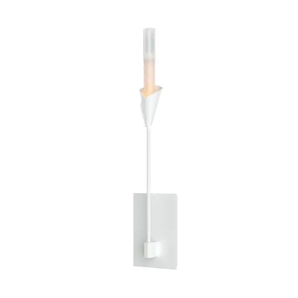 Nearly 2 ft in height, the beautiful Lilium Sconce sprouts straight up to illuminate its space. With a hand-forged, artisanally crafted bobèche and tall frosted-to-clear gradient cylindrical glass, the Lilium rises with its simple, clean lines.