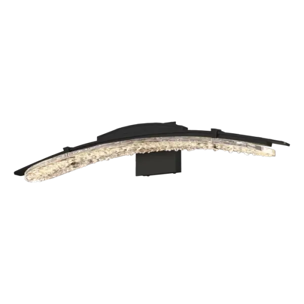 A unique wall-mounted fixture, the Glissade LED Sconce features a unique, heavily-fritted hand-poured glass that is slightly curved for an elegant, stylish lighting element in any room or hallway.