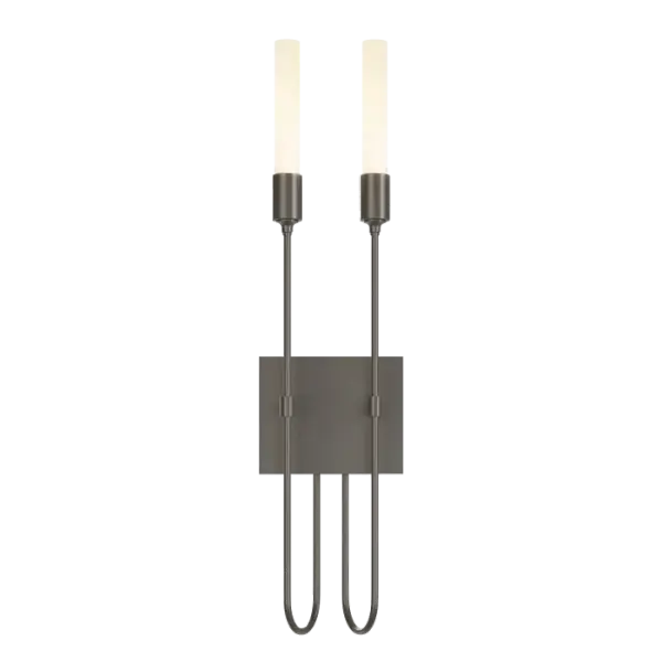 A pair of finely formed steel arm curve upward to support slender glasses. Inspired by the tulip buds found in the town of Lisse, Holland, but crafted by artisans here at our Vermont forge, each piece is unique.